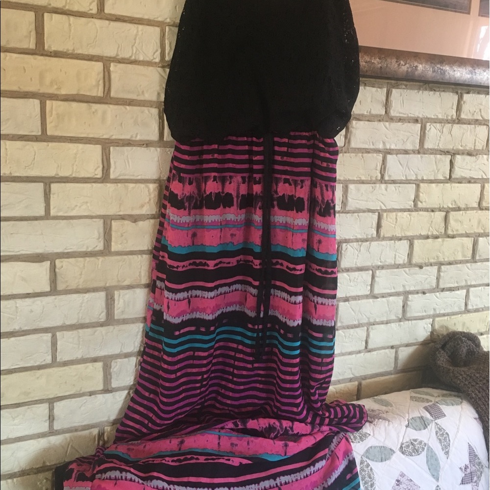 Cute Pink and Black Summer Maxi Dress Size Large